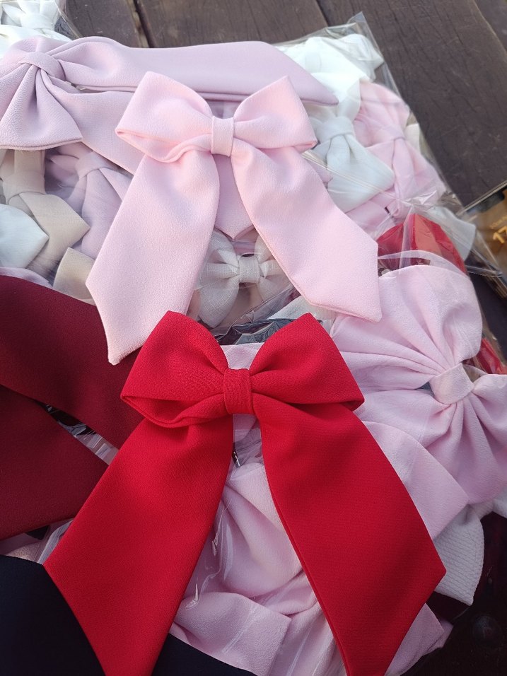 Kırmızı Fiyonklu Vintage Saç Aksesuarı - Görsel 4