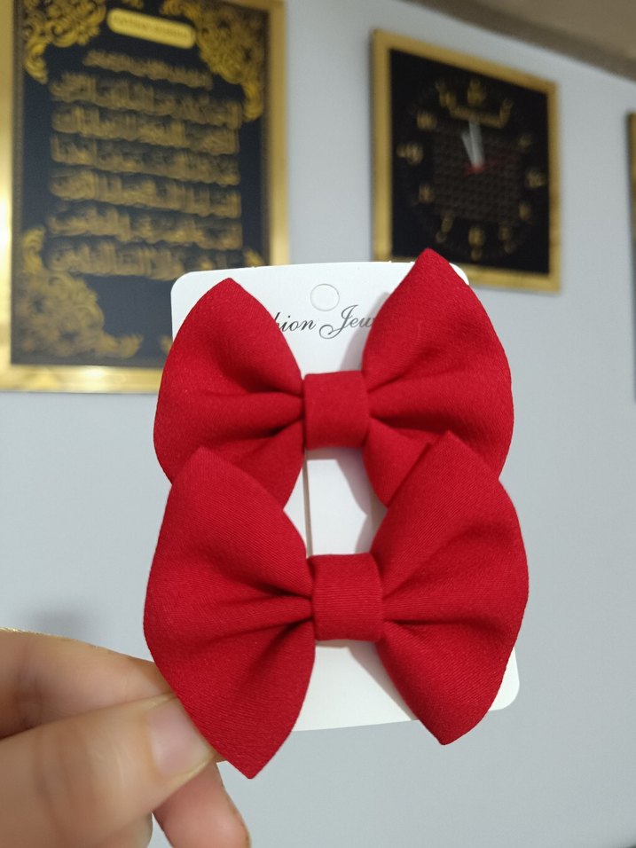 Çocuklar için Renkli küçük fiyonk toka 2li - Görsel 2