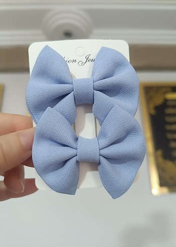 Mavi Fiyonklu Çocuk Saç Tokası 2li - Görsel 3