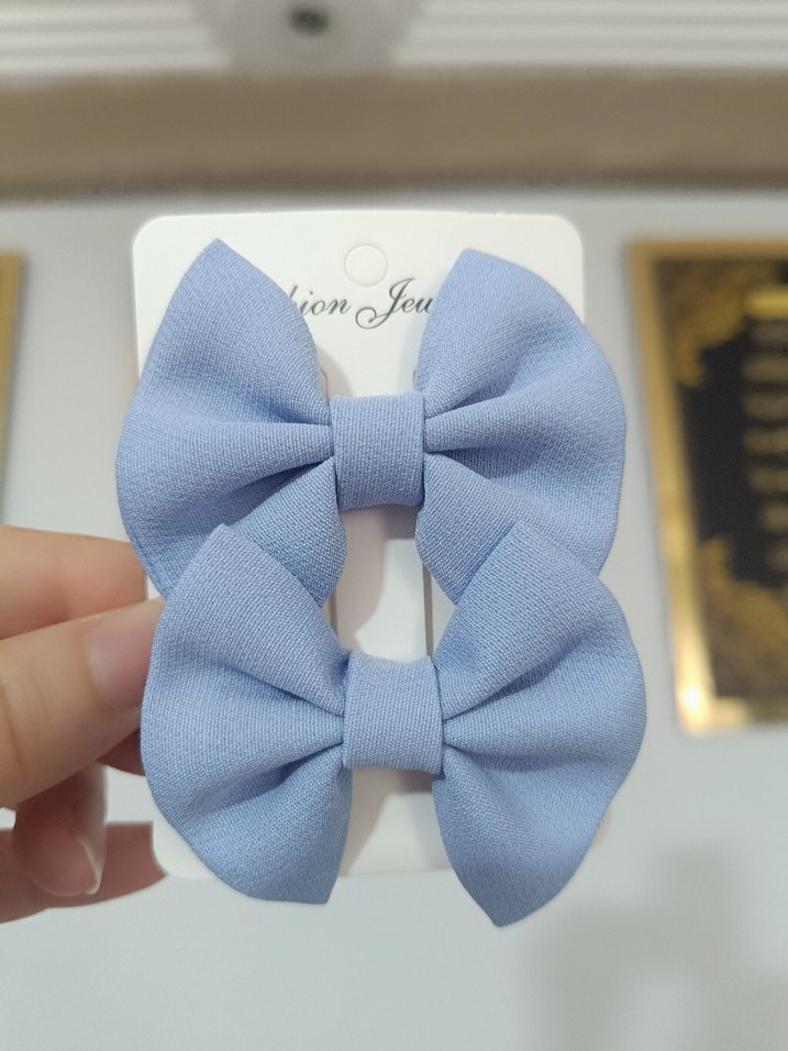 Mavi Fiyonklu Çocuk Saç Tokası 2li - Görsel 2