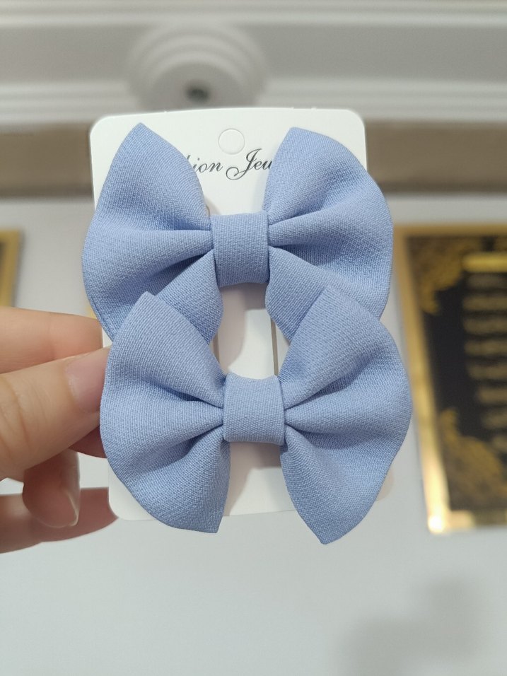 Mavi Fiyonklu Çocuk Saç Tokası 2li - Görsel 3