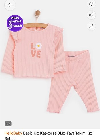 HelloBaby Kız Bebek Pembe Kaşkorse Bluz-Tayt Takım
