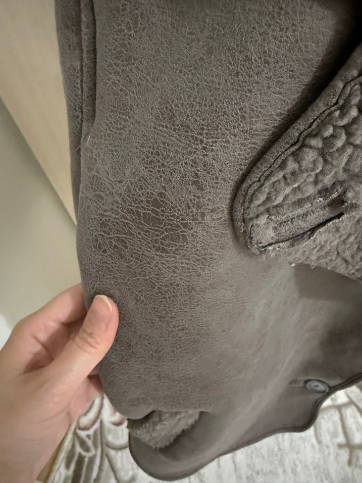 Kürk Detaylı Kısa Nubuk Kadın Ceket - Görsel 3