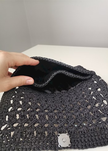 Siyah Örgü Kadın Portföy Çanta - Görsel 2