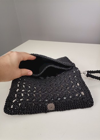 Siyah Örgü Kadın Portföy Çanta - Görsel 3
