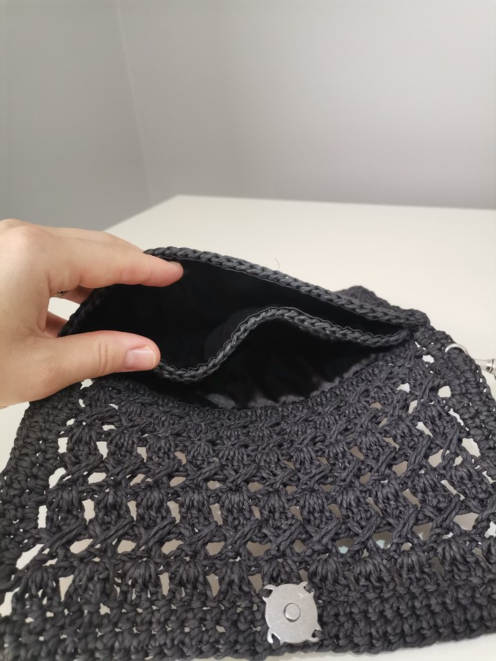 Siyah Örgü Kadın Portföy Çanta - Görsel 2