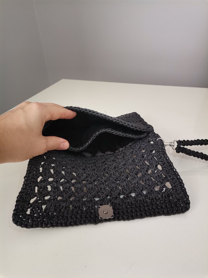 Siyah Örgü Kadın Portföy Çanta - Görsel 3