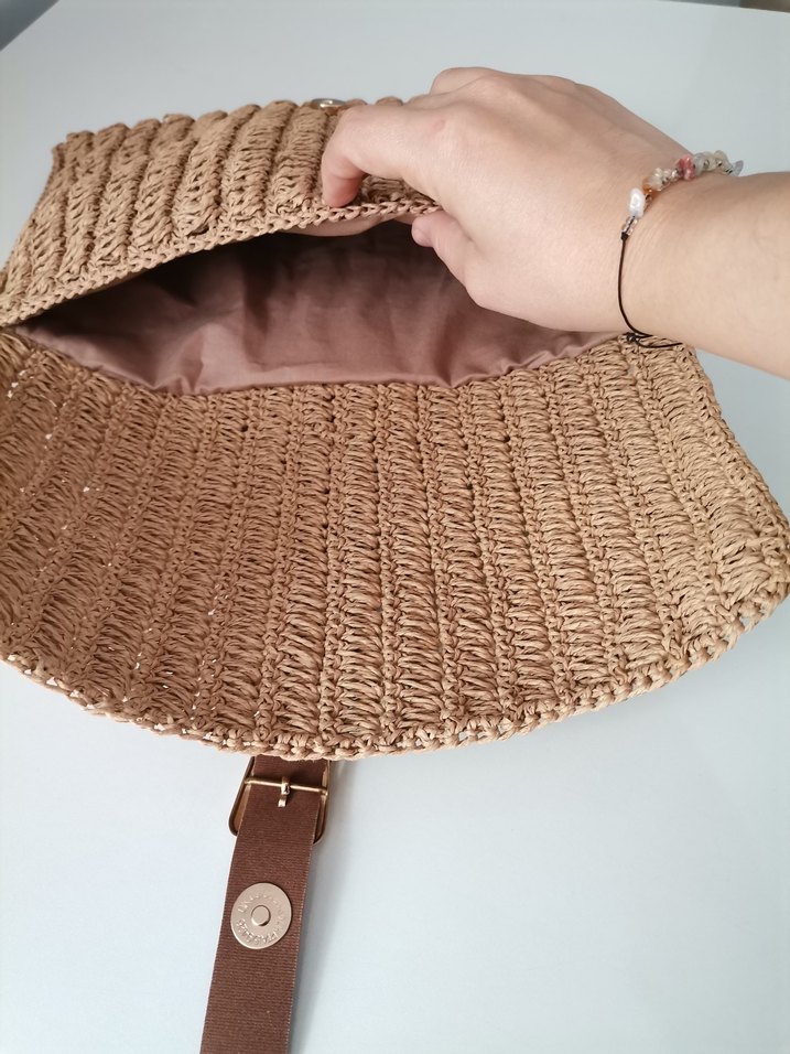 Bej Örgü Kadın Portföy Çanta - Görsel 2