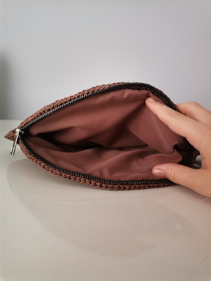Kahverengi Örgü Kadın Portföy Çanta - Görsel 2