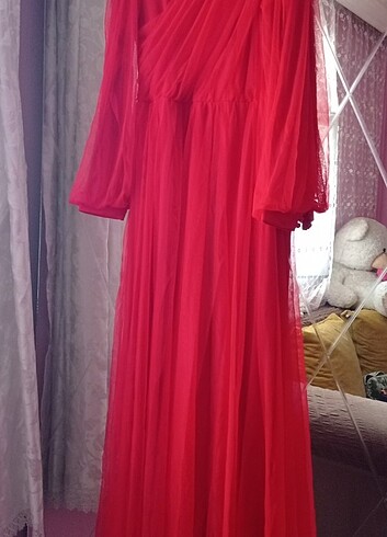 Diğer Kırmızı Tül abiye elbise 