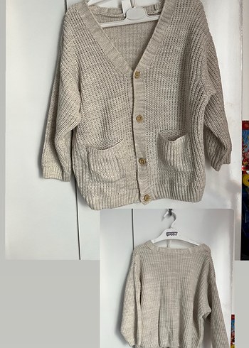 24-36 Ay Beden camel Renk Erkek Çocuk Bej Triko Hırka
