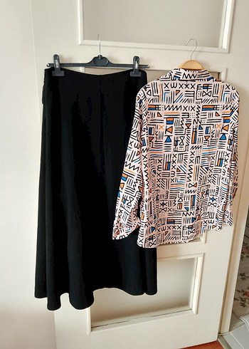 Desenli Kemerli Siyah Hamile Uzun Etek - Görsel 4