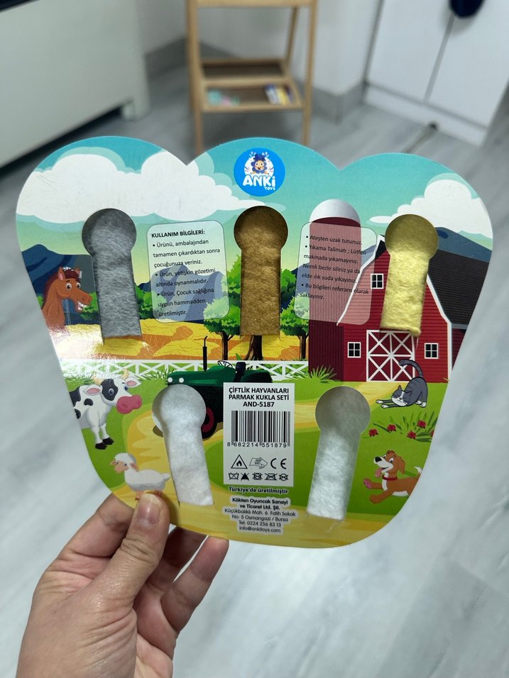 Renkli Çiftlik Hayvanları Parmak Kuklası Seti - Görsel 3