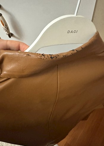 Stradivarius Düğmeli Kahverengi Deri Kadın Ceket - Görsel 11