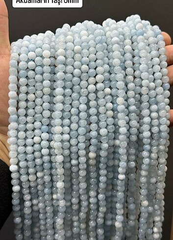 6 mm akuamarin doğal taş dizi