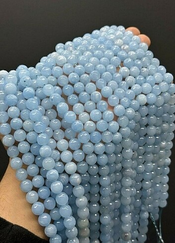 10 mm faset kesim akuamarin doğal taş dizi 