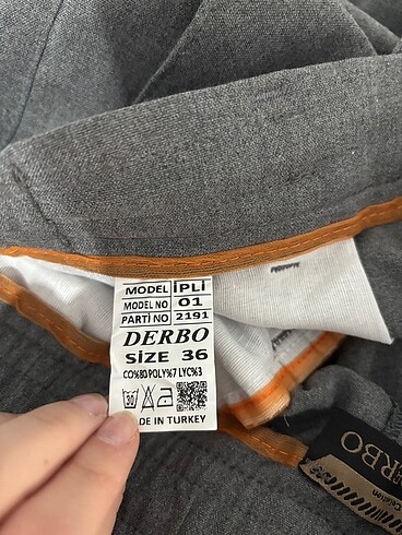 36 Beden gri Renk Derbo Erkek Kumaş Pantolon