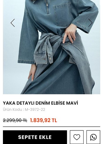 Yaka Detaylı Uzun kot elbise.