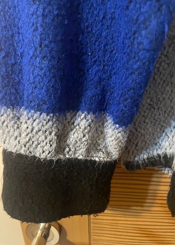 Erkek Mavi Gri Örgü Yün Gömlek - Görsel 4