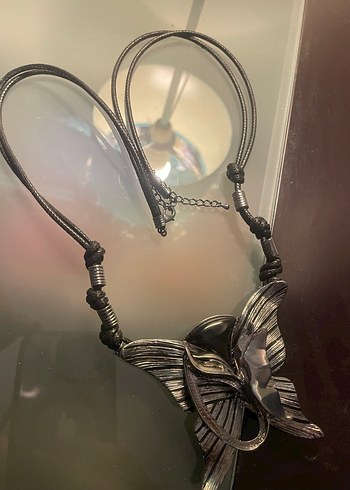 Kelebek Desenli Siyah Bohem Kadın Kolye - Görsel 3