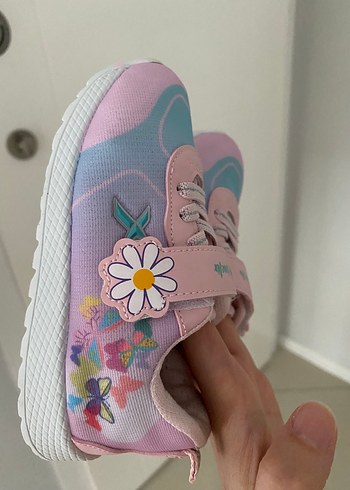 25 Beden Kız Çocuk Pembe Cırtlı Spor Ayakkabı