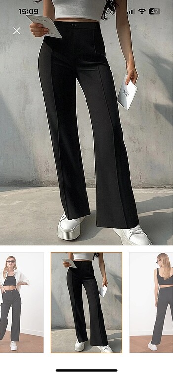 Trendyolmilla siyah straight/düz kesim yüksek bel kumaş pantolon