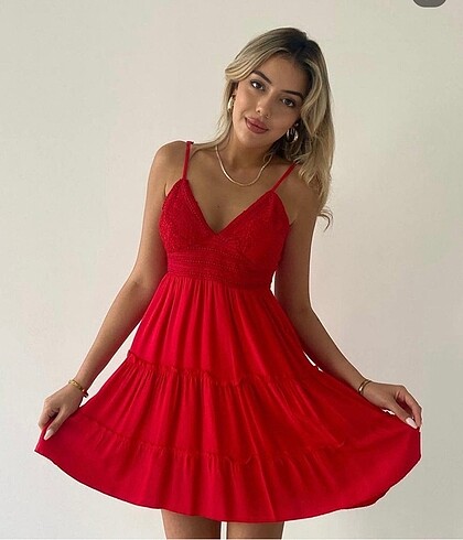 Diğer Kırmızı ayarlanabilir elbise