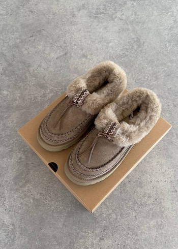 Süet Kürklü Nakışlı Bej Kadın Bot ugg bot
