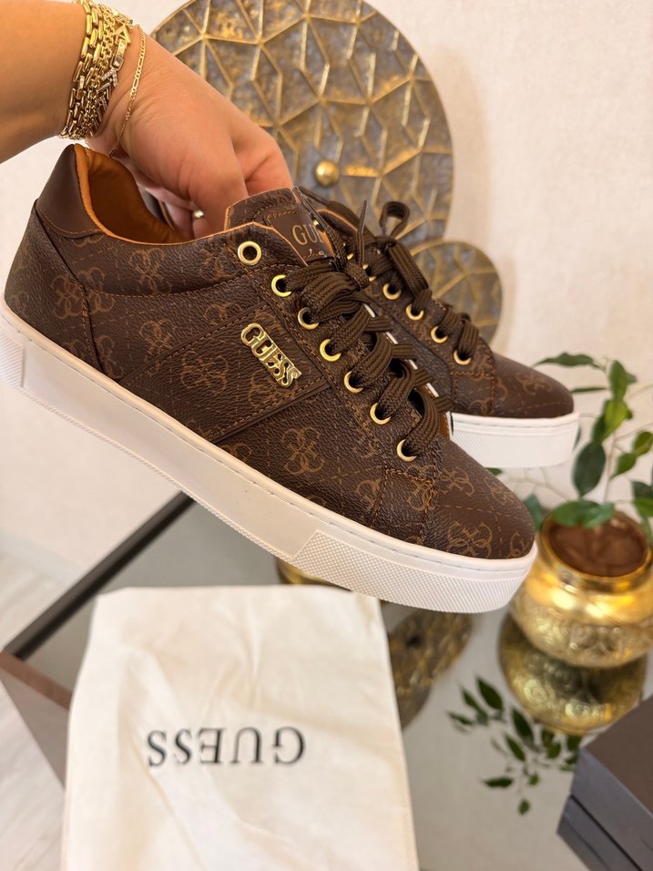 Yüksek Topuklu Kahverengi Deri Spor Ayakkabı - Görsel 2