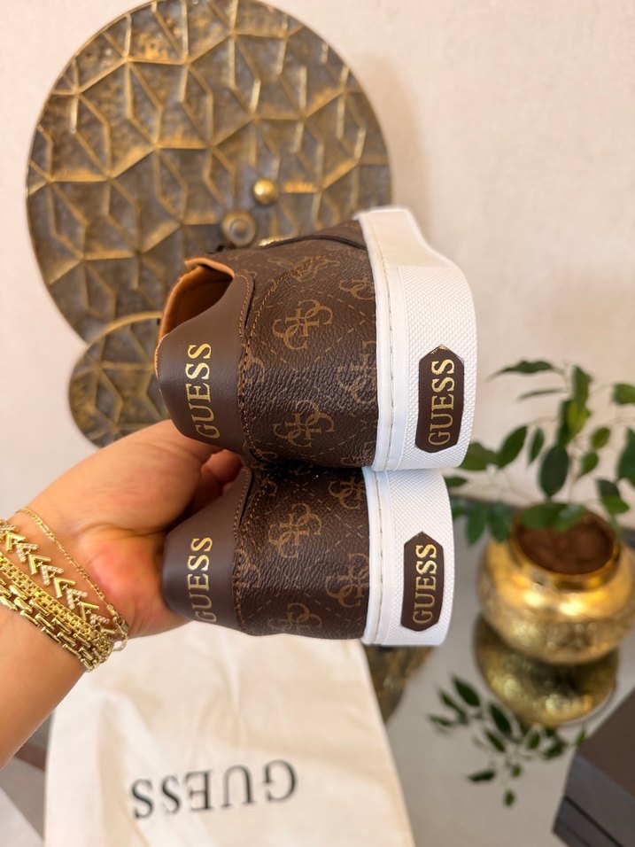 Yüksek Topuklu Kahverengi Deri Spor Ayakkabı - Görsel 3