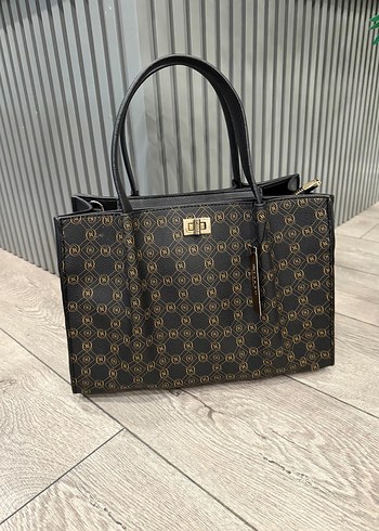 Kahverengi Deri Baskılı Kadın Çanta Vakko çanta - Görsel 3