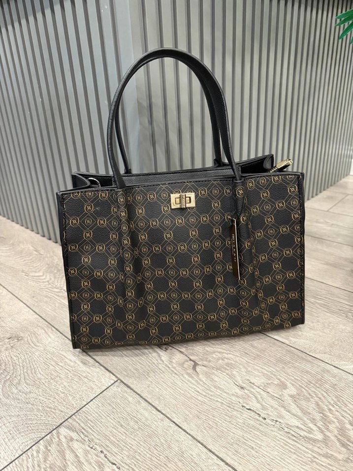 Kahverengi Deri Baskılı Kadın Çanta Vakko çanta - Görsel 3