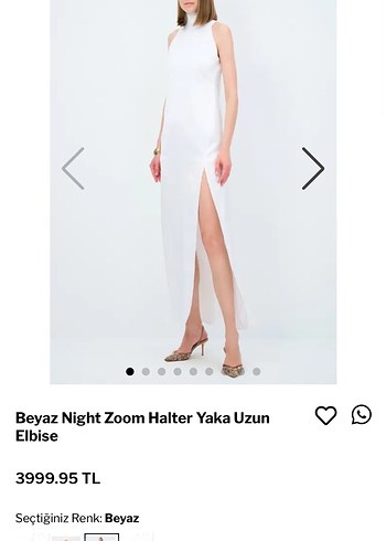 Beyaz Night Zoom Halter Yaka Uzun Elbise