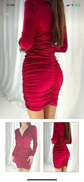 Zara Kırmızı kadife gece yılbaşı elbisesi