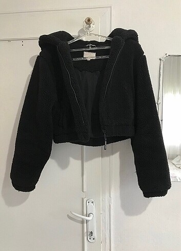Pull and Bear Pulbear peluş crop kaban-ceket