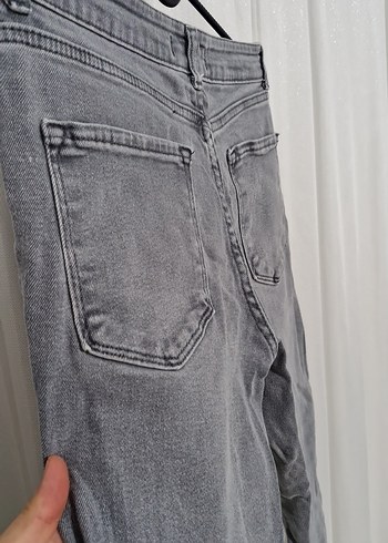 Gri Bol Kesim Kadın Denim Pantolon - Görsel 6