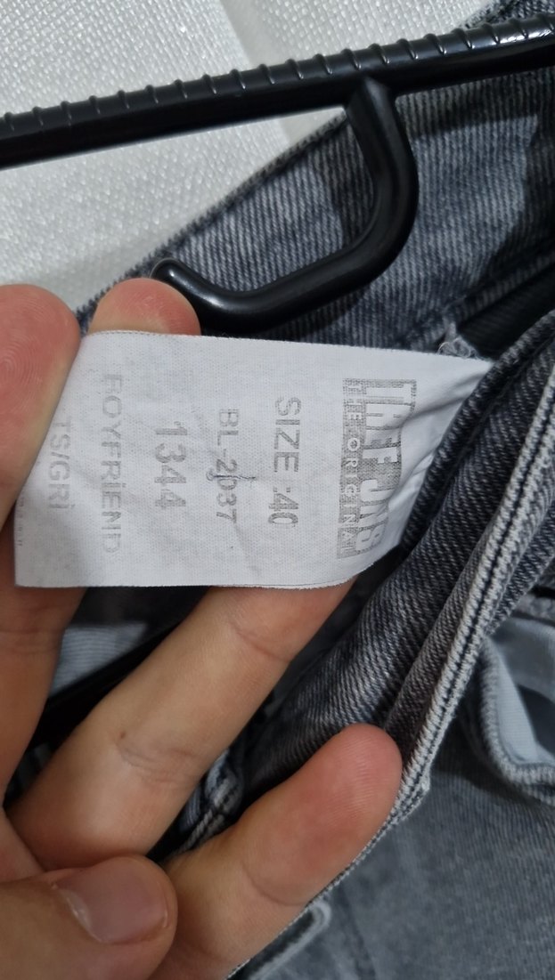 Gri Bol Kesim Kadın Denim Pantolon - Görsel 4