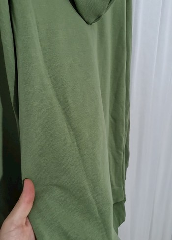 Kadın Haki Kapüşonlu Rahat Sweatshirt - Görsel 5