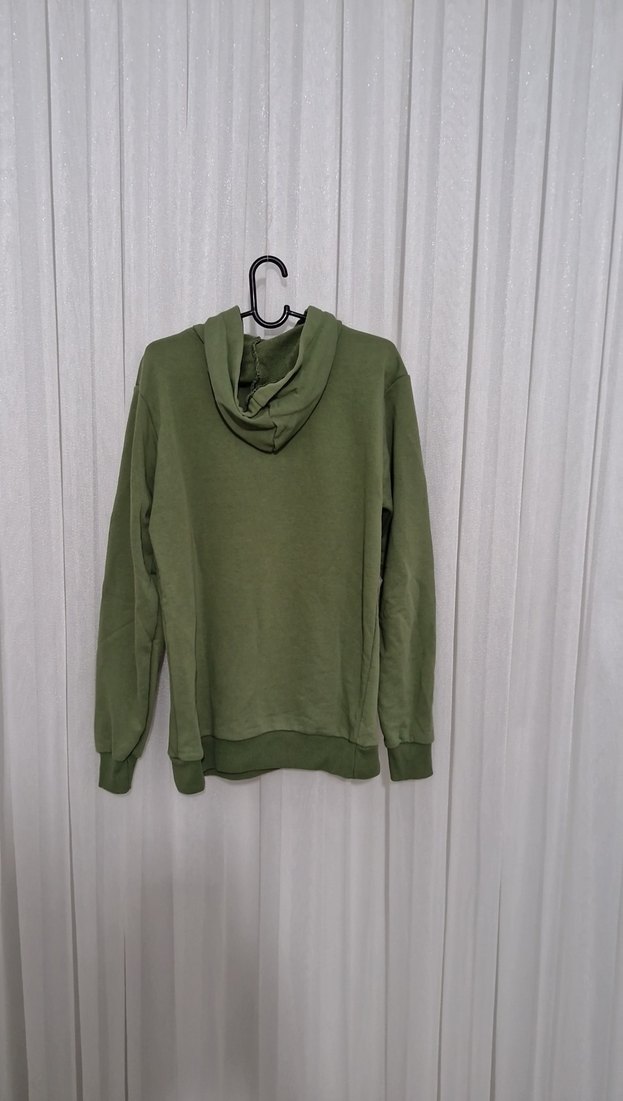 Kadın Haki Kapüşonlu Rahat Sweatshirt - Görsel 4