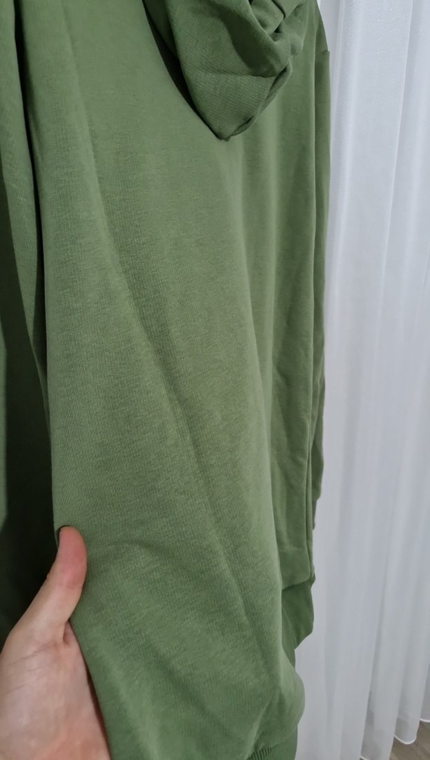 Kadın Haki Kapüşonlu Rahat Sweatshirt - Görsel 5