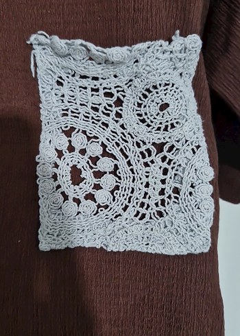 Bohem Kahverengi Kısa Kollu Örme Bluz - Görsel 4