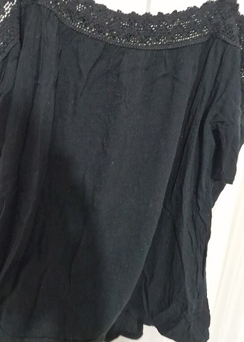 Dantelli Siyah Straplez Bluz - Görsel 3