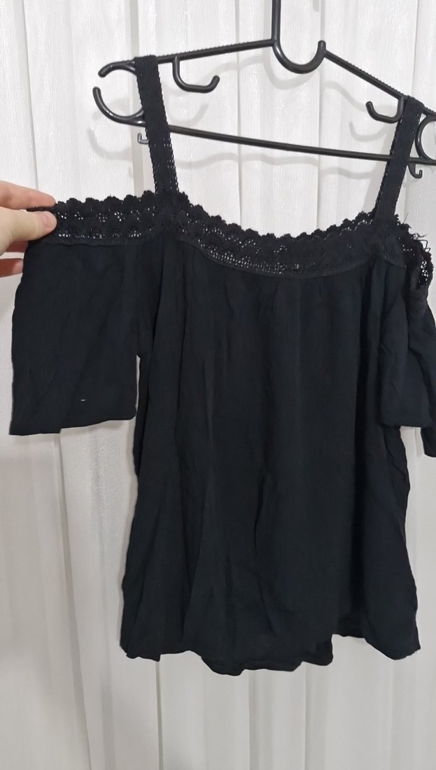 Dantelli Siyah Straplez Bluz - Görsel 2