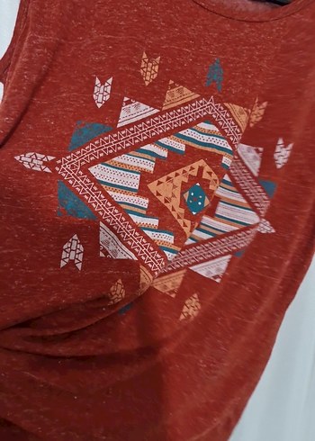 tarçın Bohem Desenli Kolsuz   Bluz - Görsel 4