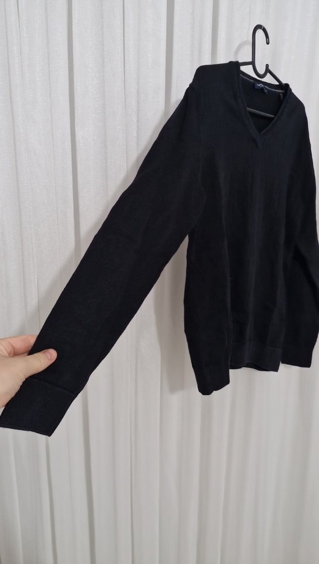 Siyah V Yaka Uzun Kollu Kadın Kazak - Görsel 2