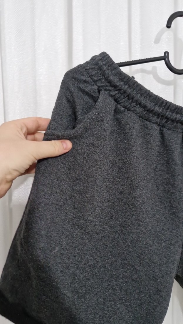 Gri Rahat Kesim kadın Mini Şort - Görsel 4