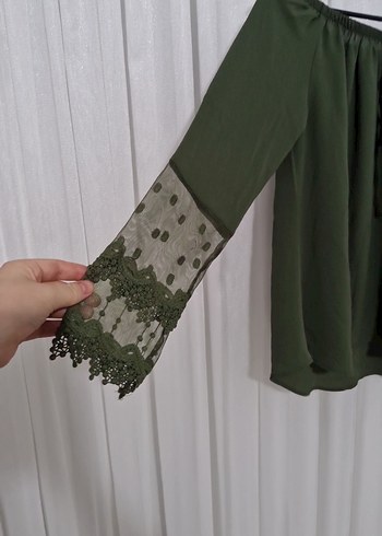 Dantel Detaylı Kısa Kollu Bohem Bluz - Görsel 2