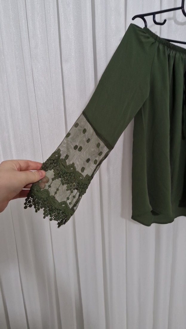 Dantel Detaylı Kısa Kollu Bohem Bluz - Görsel 2