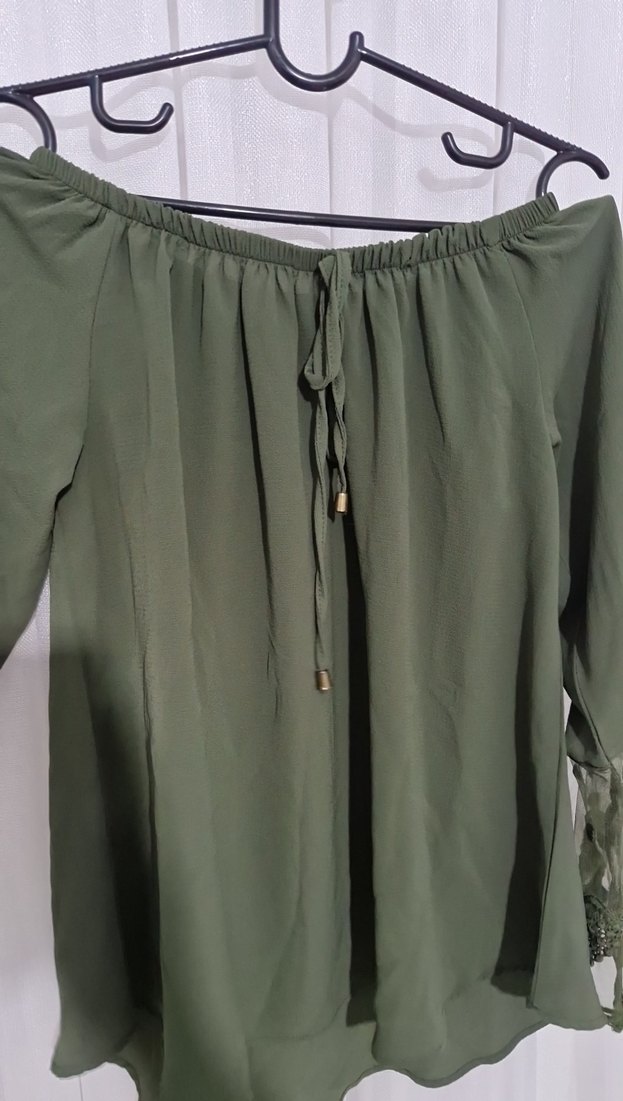 Dantel Detaylı Kısa Kollu Bohem Bluz - Görsel 3