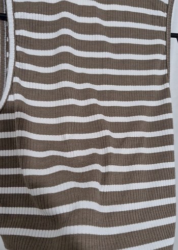 Kahverengi Çizgili Kısa Triko Atlet - Görsel 5